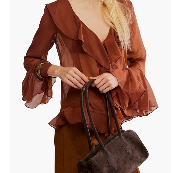 Free People Dark Brown Suede Shoulder Bag - Picture 6 of 9